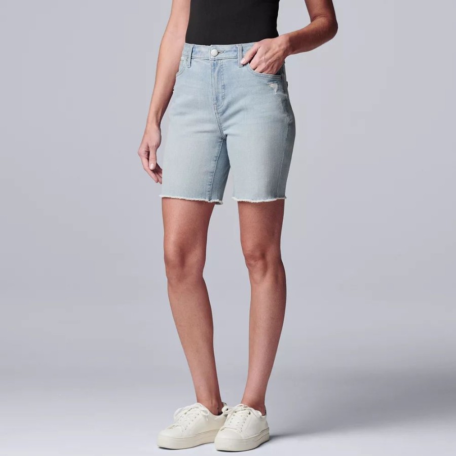 Clothing * | Women'S Simply Vera Vera Wang High-Waisted 7 Bermuda Denim Shorts