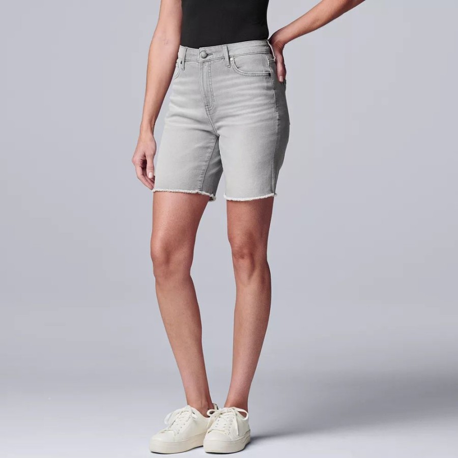 Clothing * | Women'S Simply Vera Vera Wang High-Waisted 7 Bermuda Denim Shorts