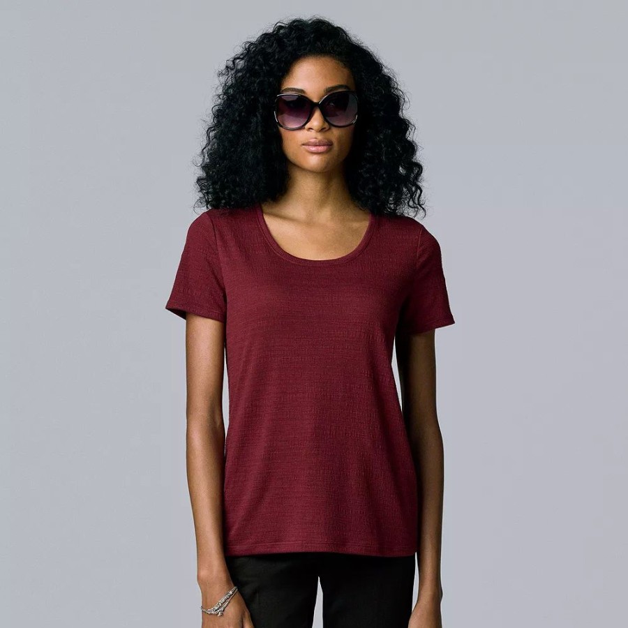 Clothing * | Women'S Simply Vera Vera Wang Relaxed Fit Textured Tee