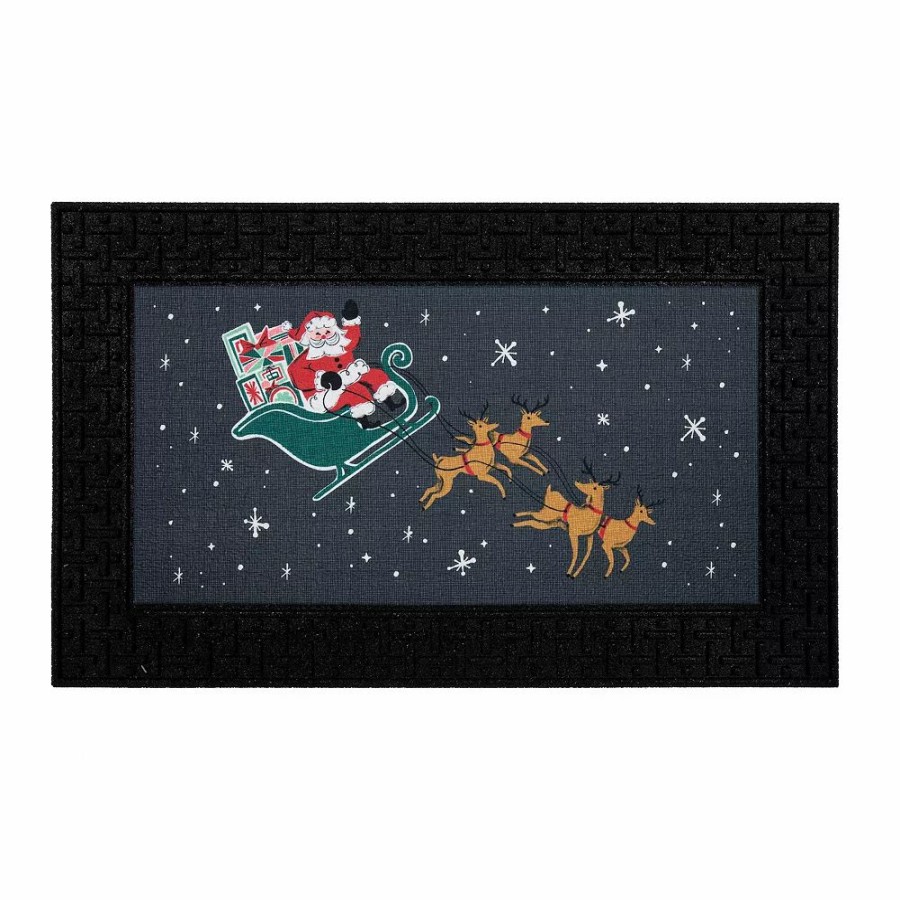 Home Decor * | St. Nicholas Square Santa Friends 18" X 30" Led Doormat