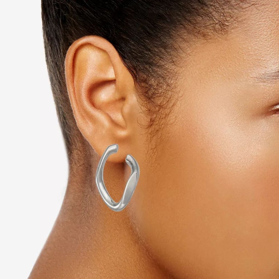 Jewelry * | Simply Vera Vera Wang Silver Tone Twisty Geometric Open Circle Drop Earrings