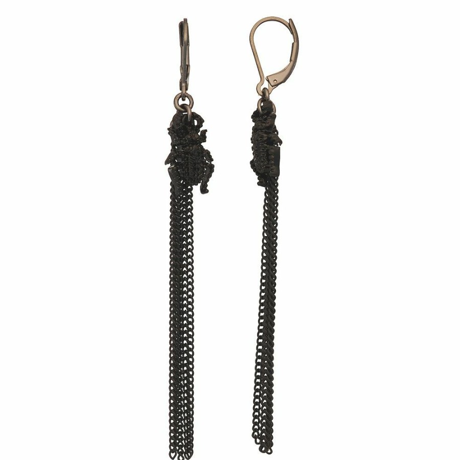 Jewelry * | Simply Vera Vera Wang Silver-Tone Linear Chain Drop Earrings