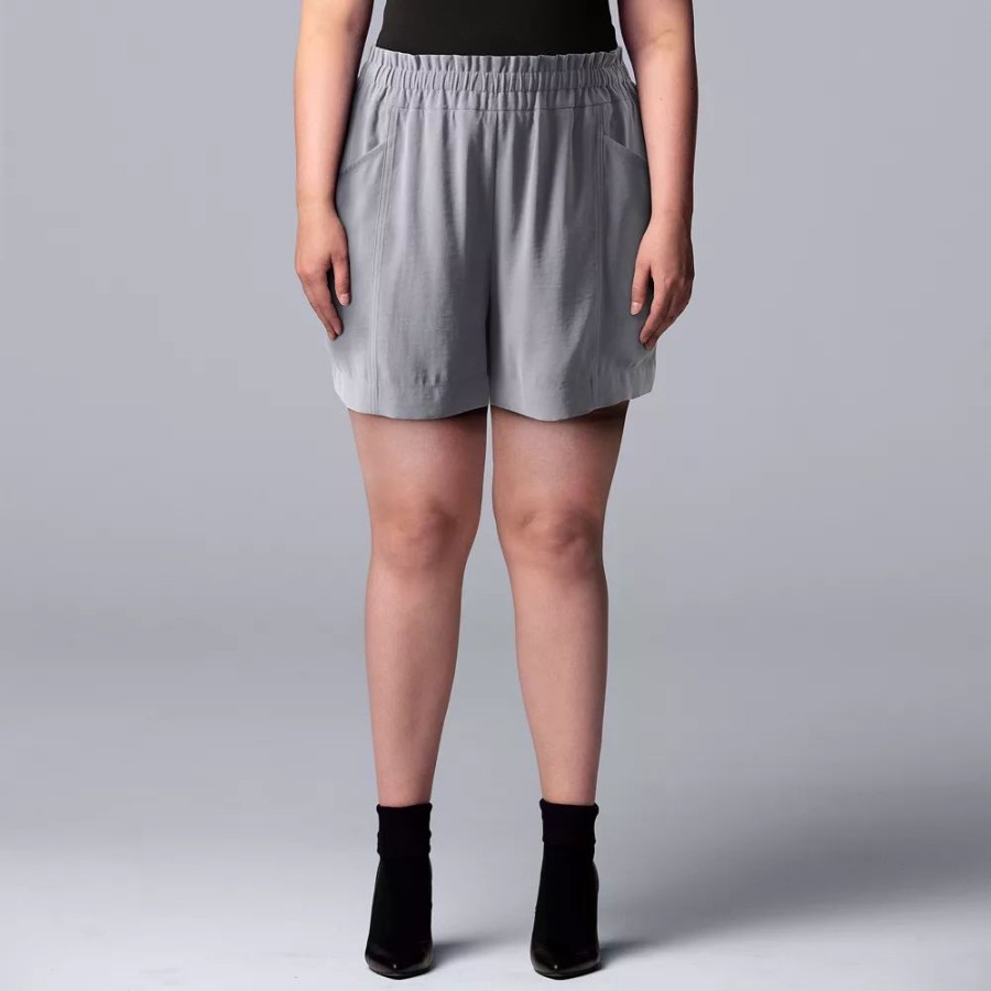 Clothing * | Plus Size Simply Vera Vera Wang High-Waisted Soft Shorts