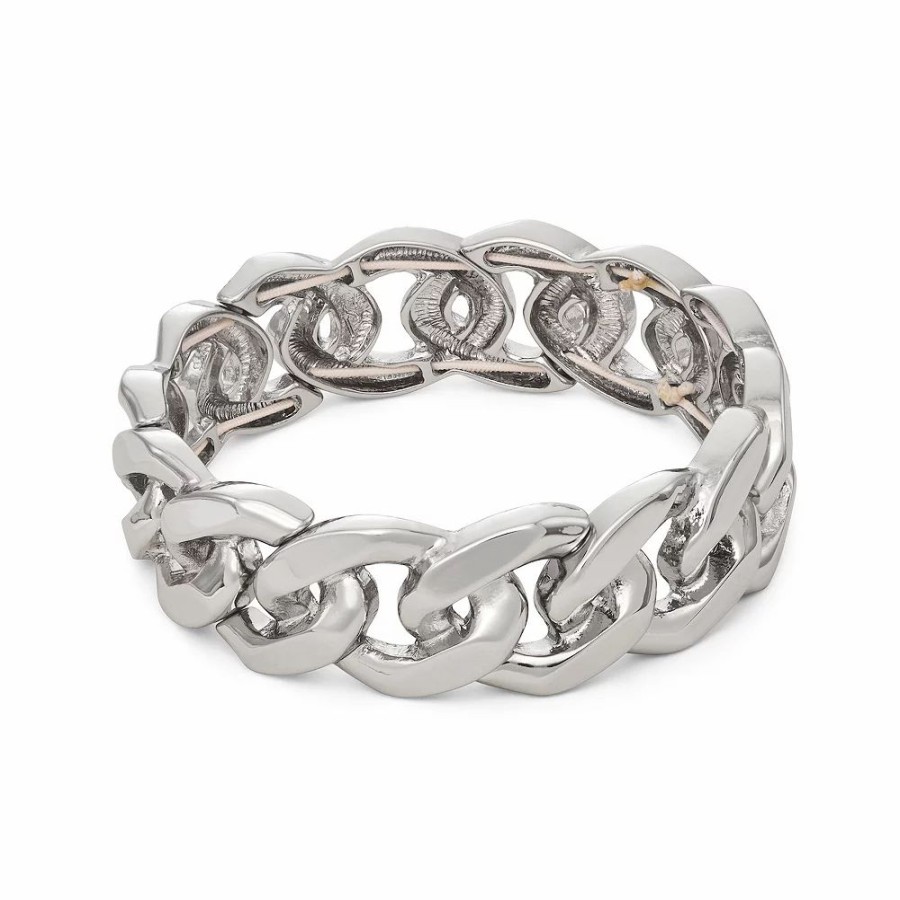 Jewelry * | Simply Vera Vera Wang Silver Tone Chunky Curb Chain Stretch Bracelet