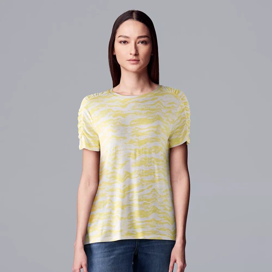 Clothing * | Women'S Simply Vera Vera Wang Ruched Sleeve Tee