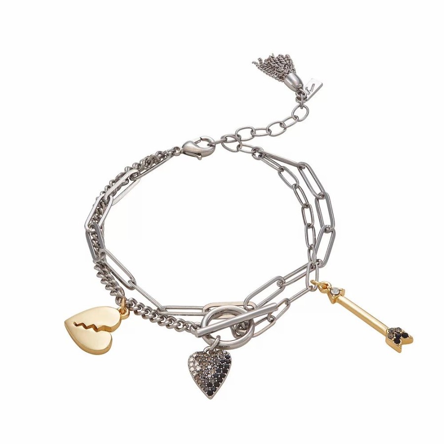 Jewelry * | Simply Vera Vera Wang 2-Row Charm Bracelet