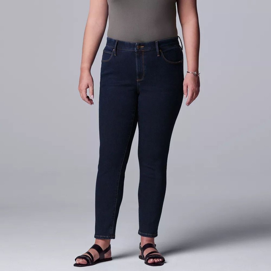 Clothing * | Plus Size Simply Vera Vera Wang Mid-Rise Skinny Jeans Twilight