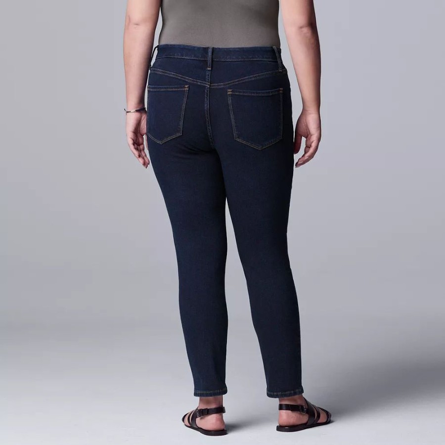 Clothing * | Plus Size Simply Vera Vera Wang Mid-Rise Skinny Jeans Twilight