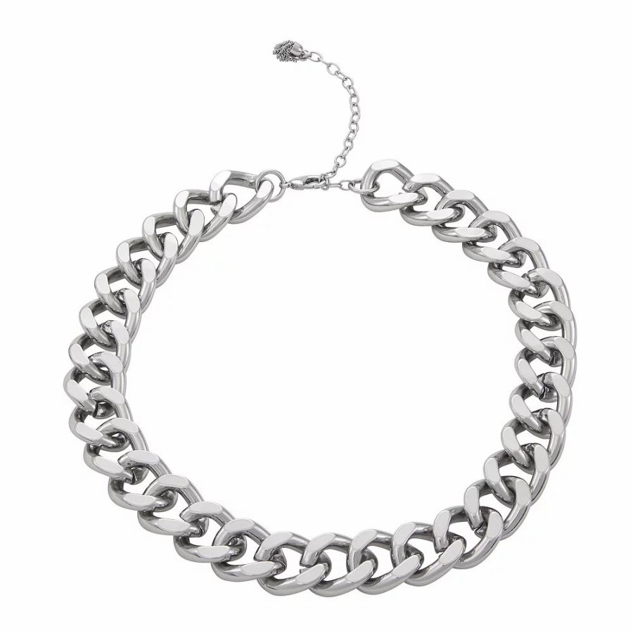 Jewelry * | Simply Vera Vera Wang Silver Tone Curb Chain Necklace