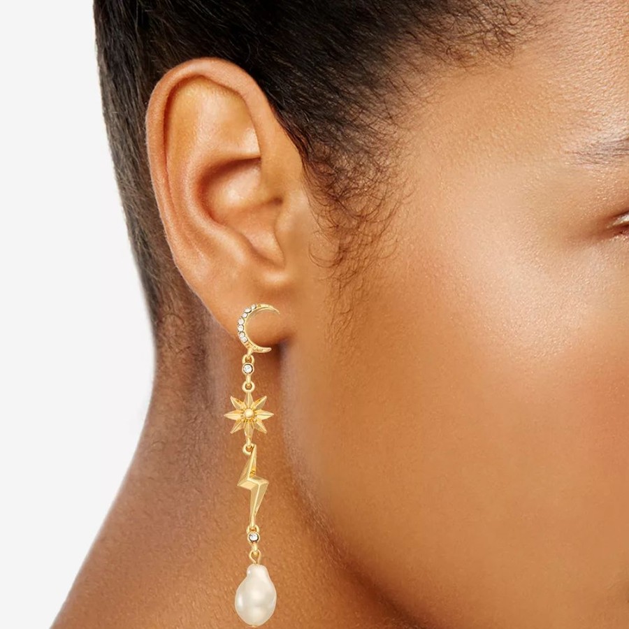 Jewelry * | Simply Vera Vera Wang Gold Tone Simulated Pearl Celestial Drop Earrings