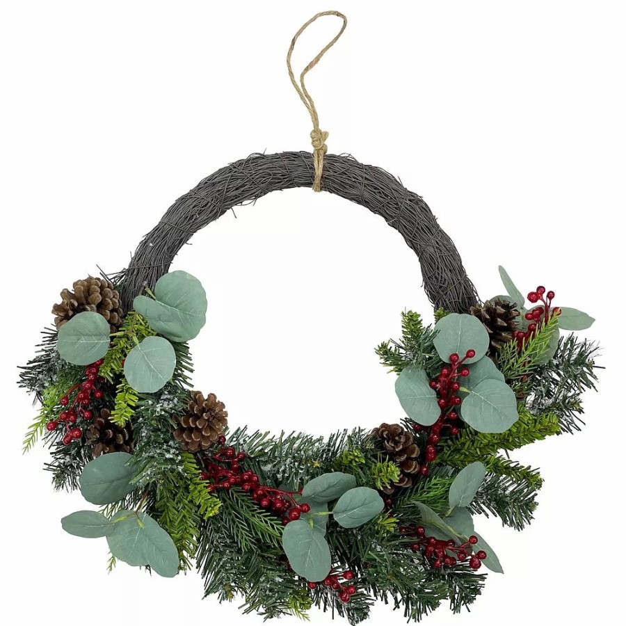 Home Decor * | St. Nicholas Square Asymmetrical Artificial Holly Berry Wreath