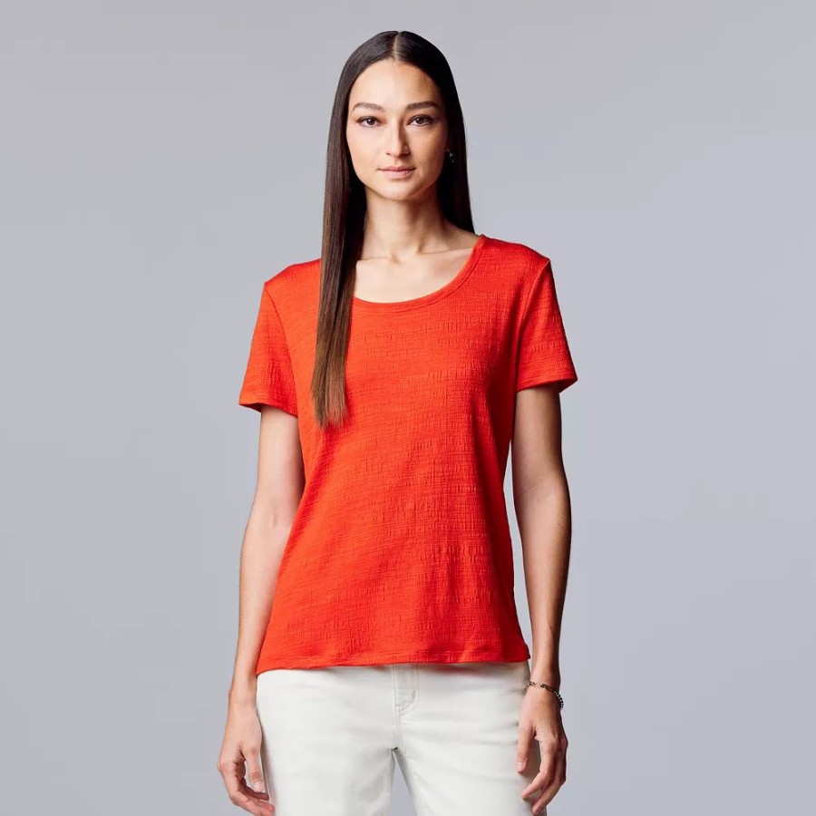 Clothing * | Women'S Simply Vera Vera Wang Relaxed Fit Textured Tee