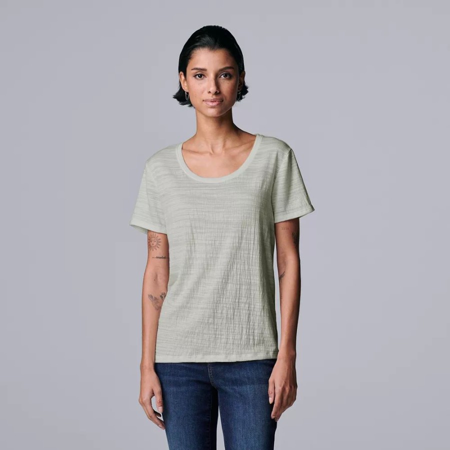 Clothing * | Women'S Simply Vera Vera Wang Relaxed Fit Textured Tee