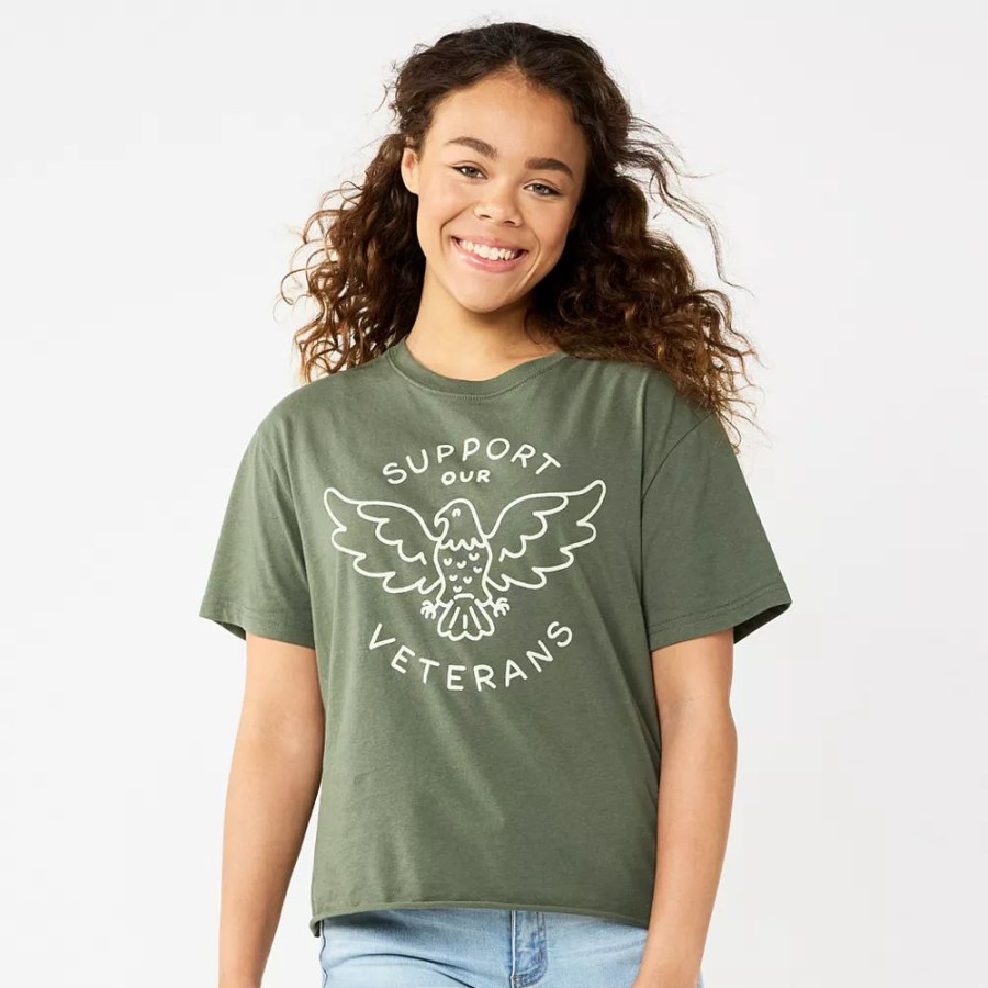 Clothing * | Juniors' Sonoma Community Support Our Veterans Crop Tee