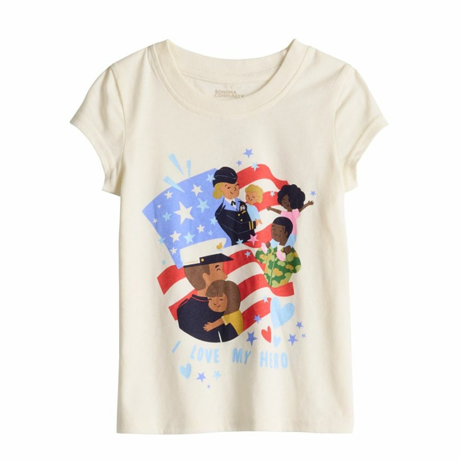 Clothing * | Girls 4-6X Sonoma Community I Love My Hero Veterans Tee