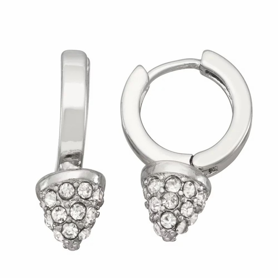 Jewelry * | Simply Vera Vera Wang Silver Tone Hoop Drop Earrings