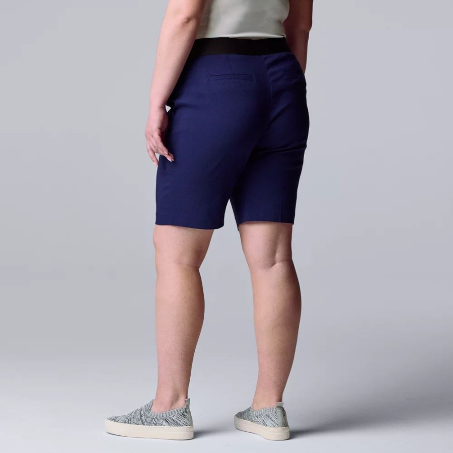 Clothing * | Plus Size Simply Vera Vera Wang City Twill Shorts Modern White